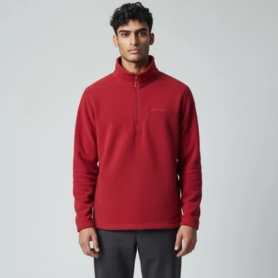 Marmot Hombre M 1/4 Cremallera Lt. Sudadera polar Weight Pullover roja Foto 1 de 4