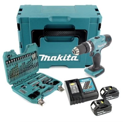 Makita DHP 453 RMJ Akku Schlagbohrschrauber 18 V + 2x Akku 4 Ah + Lader + Bitset - Bild 1 von 4