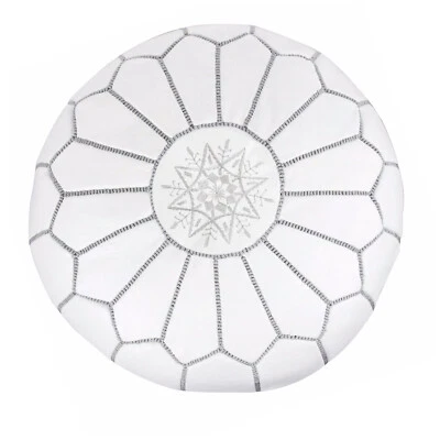 Leder Sitzhocker orientalische Sitzkissen Pouf Pouffe Ottoman Sitz kissen weiß S - Bild 1 von 4