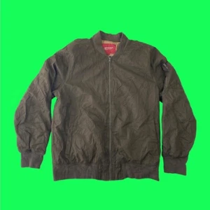 ARIZONA JEAN CO. Long Line Smart Bomber Jacket, Full Zip Up Closure, Khaki M - Picture 1 of 4