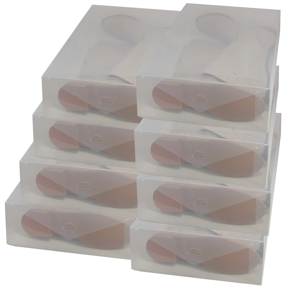 8x DynaSun PP384 Scatola Porta Stivali Scarpe Uomo Donna Salvaspazio Trasparente