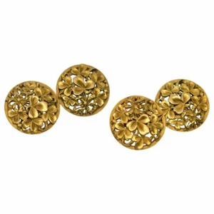 Spectacular French Art Nouveau 18K Gold Clover Field Shamrocks Cufflinks ☘️ ☘️ ☘ - Picture 1 of 13