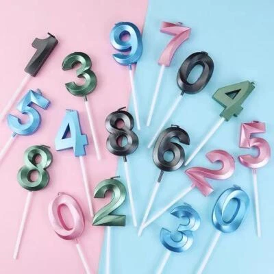 Number Candle Birthday Anniversary Party Cake Topper Stylish Metallic Glossy - Изображение 1 из 4