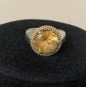 Lagos Caviar Sterling Silver 925 18k Yellow Gold 750 12mm Citrine Ring Size 8.5 - Picture 1 of 8