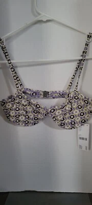 URBAN OUTFITTER OUT FROM UNDER purple floral PRINTED UNDERWIRE BIKINI TOP S - Image 1 of 4