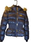 Bebe Womens Hooded Puffer Jacket  W/ Cinched Waist Gold Accents Size Small