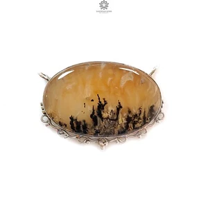 15.57gms Tiger Dendrite Agate Gemstone Oval 925 Sliver Bezel Set Pendant 2.00" - Picture 1 of 6