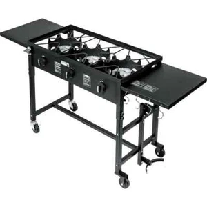 87,000 BTU Outdoor Camping Triple Burner Stove with Folding Side Shelves - Picture 1 of 7