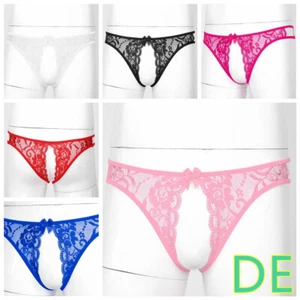 DE~Herren Offenen Slips Spitze Transparent String Tanga Sissy Low Rise G-String - Picture 1 of 63