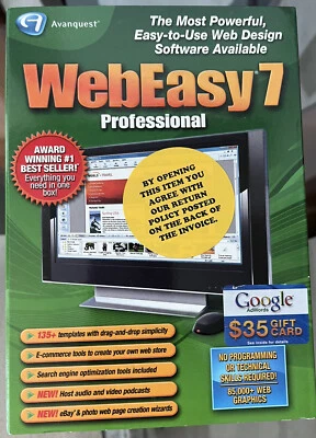 Avanquest WebEasy 7 Professional Web Design Software Windows Vista Open Box New. - Image 1 of 2