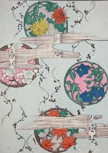 Kamisaka Sekka/Furuya Kôrin, Holzschnitt, Seite aus Shin Bijutsukai, Muster 1901 - Bild 1 von 12