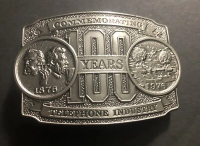 Vintage Telephone Pioneers America LEWIS HEAVY belt buckle 1976 Ltd ed CHICAGO - Image 1 of 4