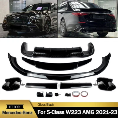 Front Lip Rear Diffuser Spoiler For Mercedes-Benz S Class W223 2021-23 Body Kits - Image 1 of 4