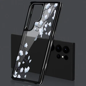 For Samsung S24 S23 Ultra S22 S21 S20 A55 Floral Acrylic Shockproof  Case Cover - Picture 1 of 15