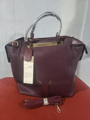 Bolsa satchel alada de couro sintético Dasein Saffiano com alça de ombro - Imagem 1 de 4