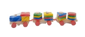 Kinder Holzeisenbahn Spielzeug Eisenbahn aus Holz Holzzug Steckspiel Steckwürfel - Bild 1 von 2