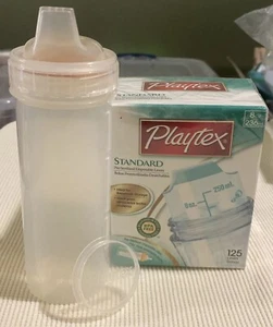 Vintage RARE 1991 Playtex Baby Trainer Spout w Holder & 125-8oz Liners FREE SHIP - Picture 1 of 10