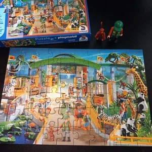 PLAYMOBIL 60 PIECE JIGSAW 55299 ZOO WITH PLAYMOBIL FIGURE & MONKEY SCHMIDT - Picture 1 of 6