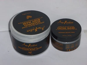 (2 pack)  Shea Moisture African Black Soap Soothing Body Mask 12Oz & Face Mask - Picture 1 of 1