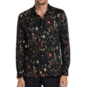 Chemise modale homme John Varvatos Collection Ross abstraite dégoulinante florale marron - Photo 1 sur 6