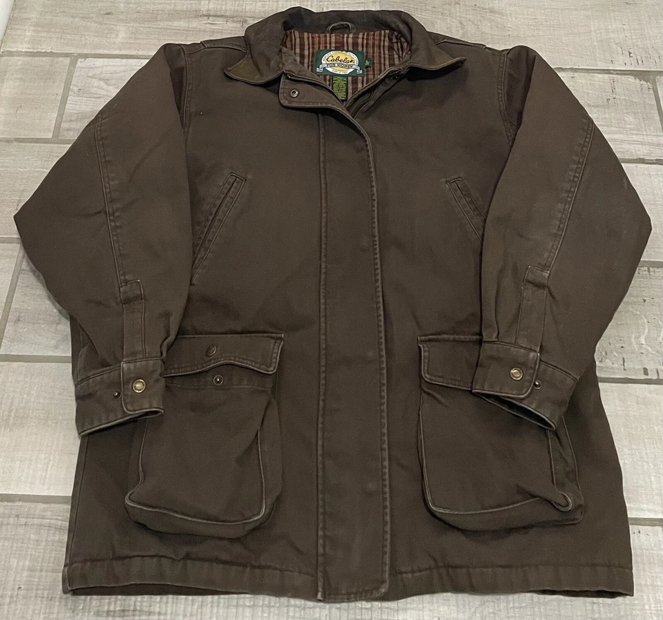 Cabelas Women’s  XL Chore Work Jacket Flannel Lined Canvas Barn Brown - Image 1 of 4