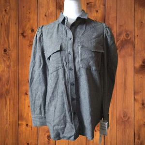 Treasure and Bond Women's XS Long Sleeve Button Front Gingham Blouse NEW - Picture 1 of 9