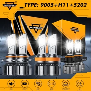AUXBEAM 9005+H11+5202 LED Headlight Fog 6500K For Chevy Silverado 1500 2007-2015 - Picture 1 of 12
