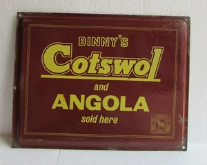 Vintage Binny's Cotswol and Angola Advertisement Enamel Sign Board ,Collectible - Picture 1 of 10