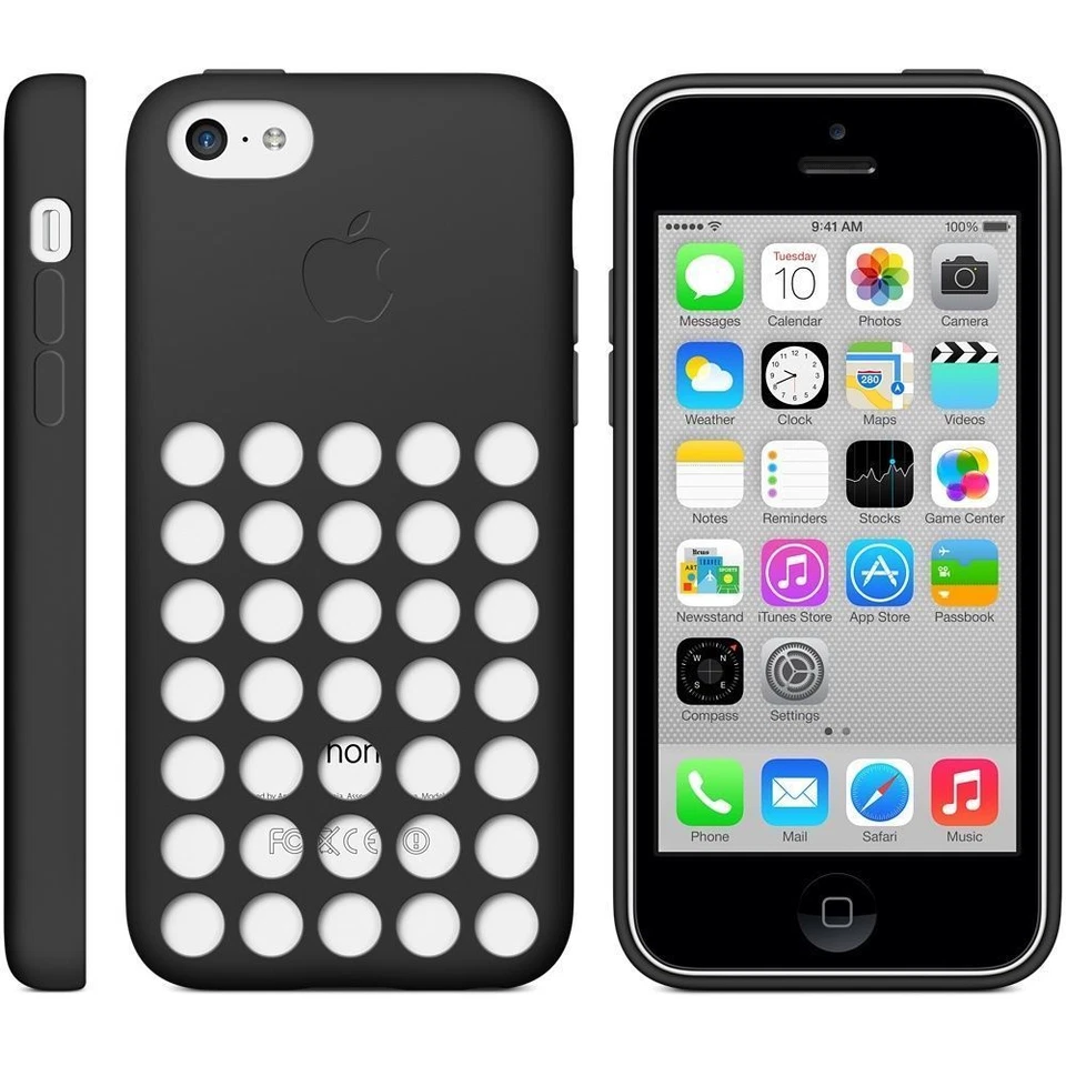 Original Genuine Apple iPhone 5C Silicone Dot Case Cover - Black MF040ZM/A - Image 1 of 4