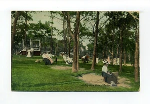 Inicio, postal Wareham MA 1910, In Bay View Grove, personas en bancos - Imagen 1 de 2