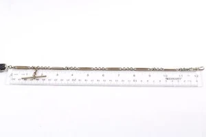 Vintage Pocket Watch Chain Heavy Silver Tone 15"-AA-141 - Picture 1 of 5