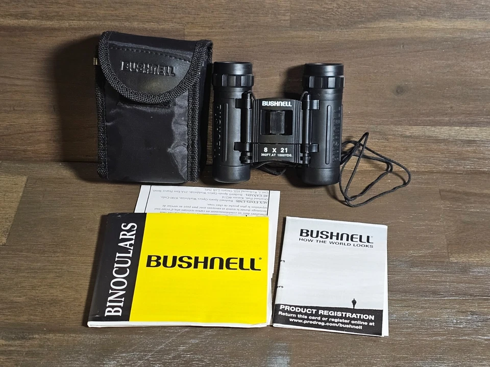 Vintage Bushnell PowerView 8x21mm Binoculars and Case Compact USED - Image 1 of 1