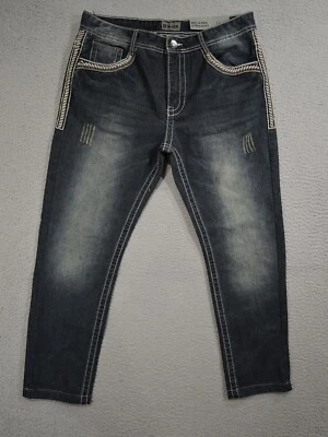 Buckle Black Jeans Mens 32x26 Blue Relaxed Straight Embroidered Stretch Casual - Image 1 of 4