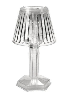 LAMPADA TAVOLO MINI LED SEGNAPOSTO HOTEL PUB RISTORANTI CRISTAL BATTERIE 12*7 cm - Immagine 1 di 4