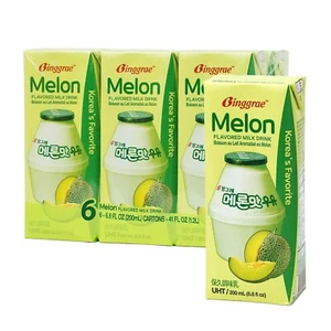 6 Pack - Binggrae Melon Flavored Milk Drink 6.8 oz - Picture 1 of 3