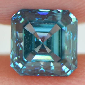Asscher Shape Diamond Loose Fancy Blue Color Certified Enhanced 1.01 Carat VVS2 - Picture 1 of 10