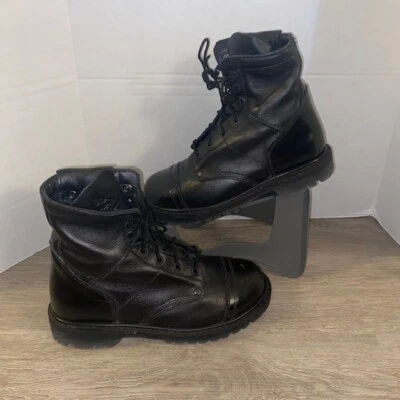 Botas masculinas Rocky Paraboot 7 M couro preto 7" com zíper no tornozelo com cadarço - Imagem 1 de 4
