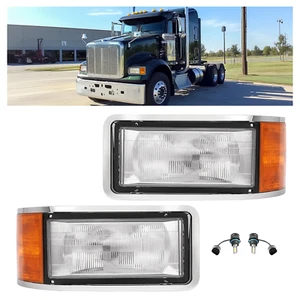 Headlights W/LED Bulbs For Mack CH600 CL600 CH612 CL700 CH613 1990-2007 Truck - Picture 1 of 24