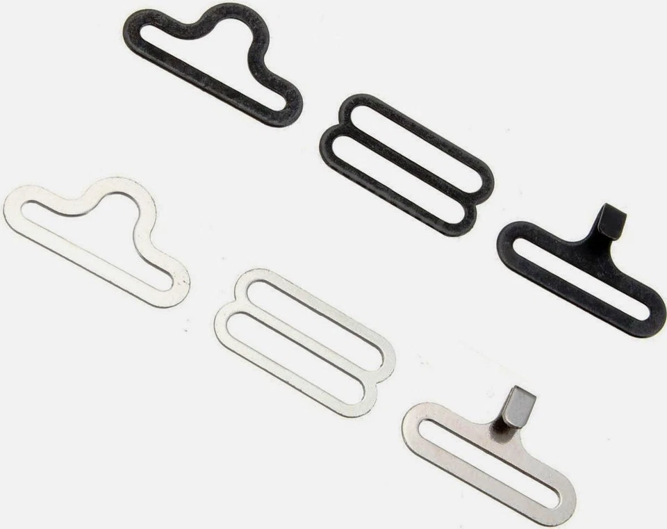 BOW TIE CLIP HARDWARE CRAVAT CLIPS HOOK FASTENER NECKTIE STRAP BLACK/SILVER 19MM