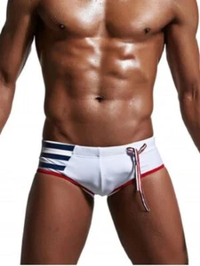 Bikini elástico con cordones con panel a rayas - Imagen 1 de 5