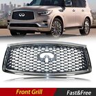 Front Grill for 2018-2021 INFINITI QX80 w/Camera Hole Chrome Frame