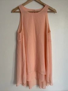 Thurley peach coral layered babydoll top dress feminine EUC - Size 12 - Picture 1 of 7