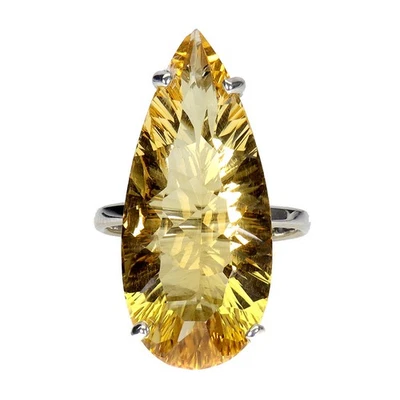 Anillo de plata de ley 925 pera citrino 20ct hecho a mano piedras preciosas joyería talla 7 Foto 1 de 4