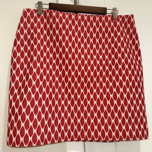 Ann Taylor rot creme Blattmuster Rock gefüttert Gr. 14 - Bild 1 von 11
