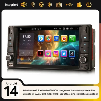 4GB+64GB Android 14 DAB+ Autoradio Navi Carplay Toyota RAV4 Prado Corolla Hilux - Bild 1 von 4