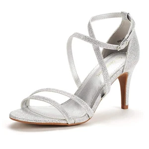 's Fashion Stilettos Open Toe Pump Heel Sandals,Size 11,Silver/Glitter,GIGI - Picture 1 of 6