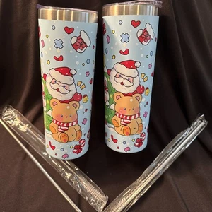 1 (EIN) WEIHNACHTEN DÜNNER BECHER 20 0Z MIT DECKEL Strohhalm Reiniger EA SEPARAT ERHÄLTLICH - Bild 1 von 12
