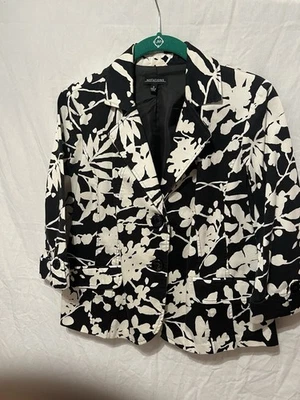 Chaqueta Blazer Para Mujer Notations Talla S Forrada Negra Blanca Foto 1 de 4