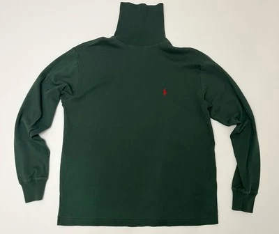 Vintage Ralph Lauren Mens Long Sleeve Turtleneck Shirt Green Red Horse L Large - Image 1 of 4
