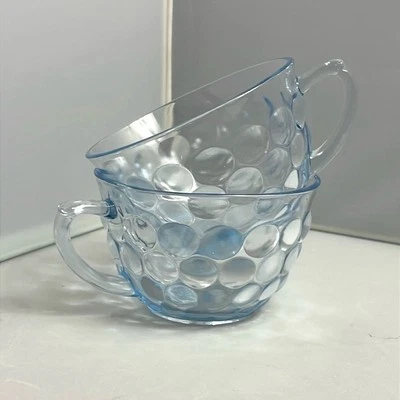 Par de vasos planos de burbujas azules Anchor Hocking años 40 Foto 1 de 4